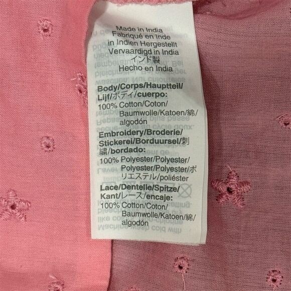 J.Crew Womens Pink Embroidered Ruffle Bib Eyelet Blouse Size S Prairie Soft Girl - Picture 9 of 10